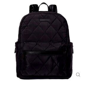 Poppy & Peonies Quilted Black Backpack